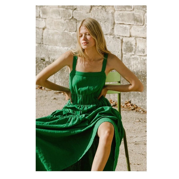 New! RUE STIIC Elsa Linen Blend Tiered Maxi Dress - Picture 2 of 12